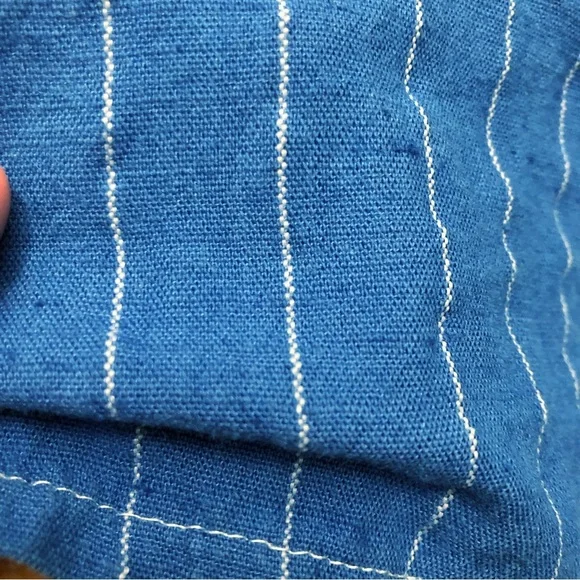 Vintage Oversized Boho Babydoll Navy Blue Stripes Casual Loose Fit Maxi Dress.XL - Picture 11 of 16